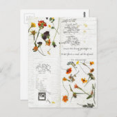 Carte Postale e.e. cummings pressé fleurs cursive journal (Devant / Derrière)