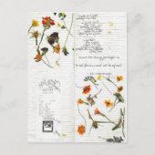 Carte Postale e.e. cummings pressé fleurs cursive journal (Devant)