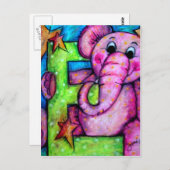 Carte Postale E est pour Elephant (Devant / Derrière)