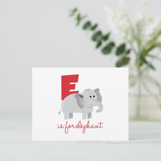 Carte Postale E Est Pour Elephant (Debout devant)