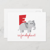 Carte Postale E Est Pour Elephant (Devant / Derrière)