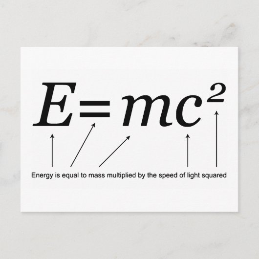 Carte Postale E=MC2 Théorie de la relativité d'Einstein (Devant)