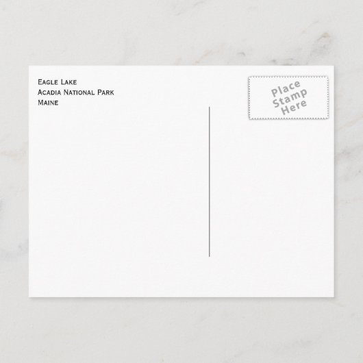 Carte Postale Eagle Lake, Parc national Acadia, Maine (Dos)