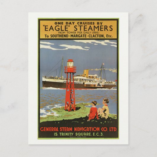 Carte Postale Eagle Steamers UK Poster vintage 1935 (Devant)