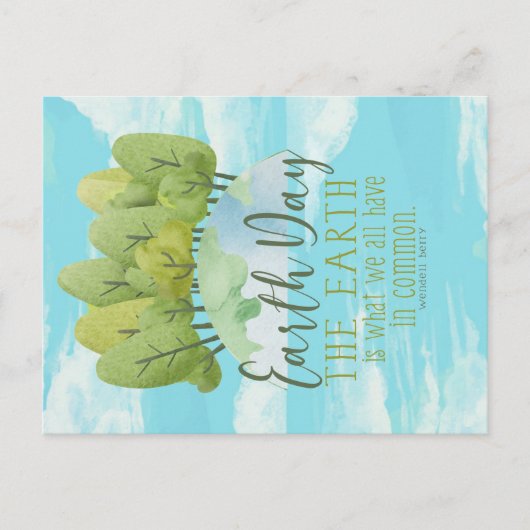 Carte Postale Earth Day Watercolor Style Vertical with quote (Devant)