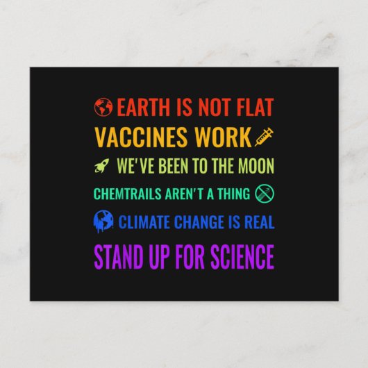 Carte Postale Earth is Not Flat Vaccines Work Funny science (Devant)