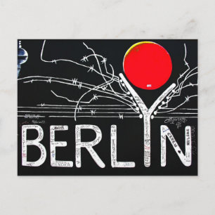 Carte Postale East Side Gallery, Berlin Wall, Barbed Wire/Red Su