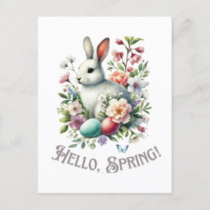 Carte Postale Easter Aquarelle Lapin & Oeufs