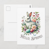 Carte Postale Easter Aquarelle Lapin & Oeufs (Devant / Derrière)