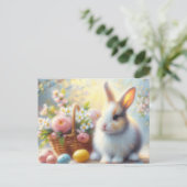 Carte Postale Easter Bunny with Basket and Painted Eggs Postcard (Debout devant)