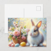 Carte Postale Easter Bunny with Basket and Painted Eggs Postcard (Devant / Derrière)