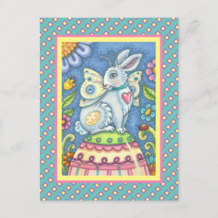 CARTE POSTALE EASTER EGG FAIRY, SPRING HARE IMAGINAIRE POSTCARD