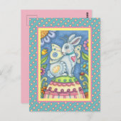 CARTE POSTALE EASTER EGG FAIRY, SPRING HARE IMAGINAIRE POSTCARD (Devant / Derrière)