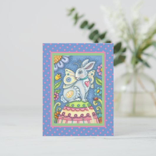 CARTE POSTALE EASTER EGG FAIRY, SPRING HARE IMAGINAIRE POSTCARD (Debout devant)