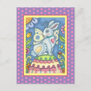 CARTE POSTALE EASTER EGG FAIRY, SPRING HARE IMAGINAIRE POSTCARD