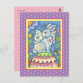 CARTE POSTALE EASTER EGG FAIRY, SPRING HARE IMAGINAIRE POSTCARD (Devant / Derrière)