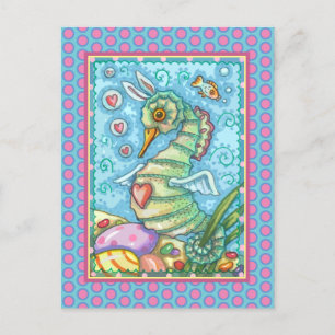 CARTE POSTALE EASTER IMAGINAIRE, PRINTEMPS SEAHORSE VACANCES CAR