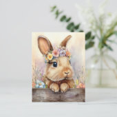 Carte Postale Easter Postcard with Easter Eggs and Bunny (Debout devant)