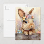 Carte Postale Easter Postcard with Easter Eggs and Bunny (Devant / Derrière)