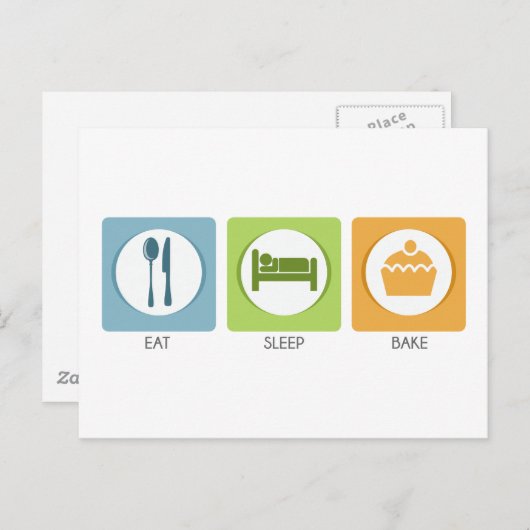 Carte Postale Eat Sleep Bake ! (Devant / Derrière)