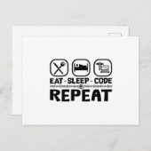 Carte Postale Eat Sleep Code Repeat Medical Coder Coding Gift (Devant / Derrière)