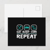 Carte Postale Eat Sleep Code Repeat Medical Coder ICD Coding (Devant / Derrière)