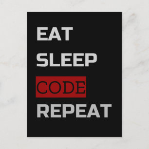 Carte Postale Eat Sleep CODE Répéter