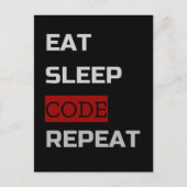 Carte Postale Eat Sleep CODE Répéter (Devant)