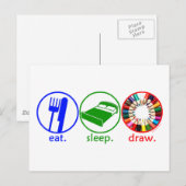 Carte Postale Eat Sleep Draw (Devant / Derrière)