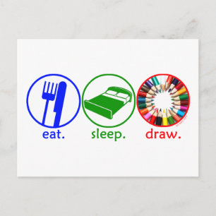 Carte Postale Eat Sleep Draw