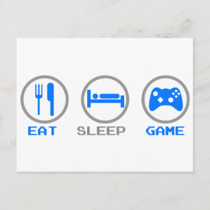 Carte Postale Eat Sleep Game Again - Gamer, jeux vidéo geeks