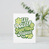 Carte Postale Eat Sleep Good Vibes Répéter (Debout devant)