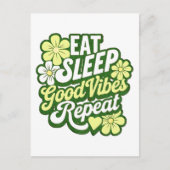 Carte Postale Eat Sleep Good Vibes Répéter (Devant)