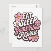 Carte Postale Eat Sleep Good Vibes Répéter (Devant / Derrière)