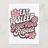Carte Postale Eat Sleep Good Vibes Répéter (Devant)