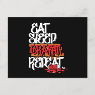 Carte Postale Eat Sleep Graffiti Repeat Spray Paintings