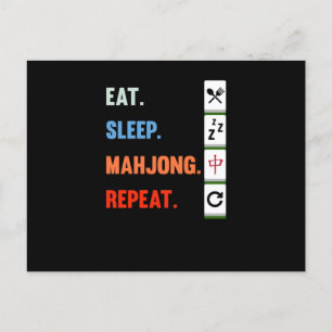 Carte Postale Eat Sleep Mahjong Répéter Mahjong Joueur Jeux