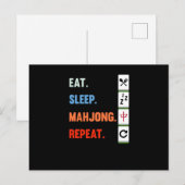 Carte Postale Eat Sleep Mahjong Répéter Mahjong Joueur Jeux (Devant / Derrière)