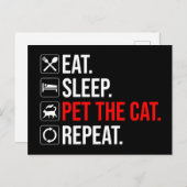 Carte Postale Eat. Sleep. Pet The Cat. Repeat (Devant / Derrière)