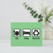 Carte Postale Eat Sleep Recycle Cute Green Recycling Environment (Debout devant)