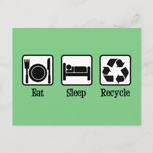 Carte Postale Eat Sleep Recycle Cute Green Recycling Environment (Devant)