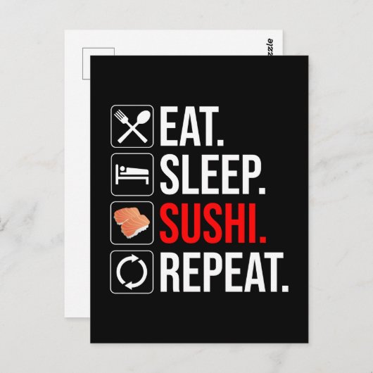 Carte Postale Eat. Sleep. Sushi. Repeat (Devant / Derrière)
