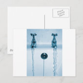 Carte Postale Eau chaude et froide, heure du bain, robinets ouve (Devant / Derrière)