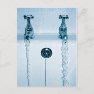 Carte Postale Eau chaude et froide, Temps de bain, Robinets de c