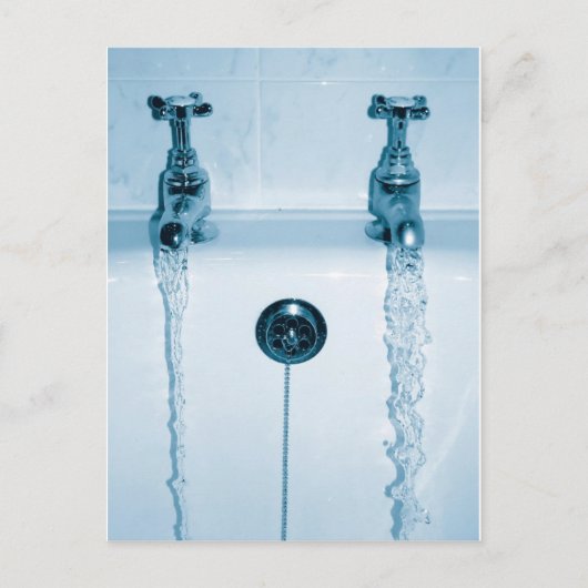 Carte Postale Eau chaude et froide, Temps de bain, Robinets de c (Devant)