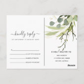 CARTE POSTALE EAU COULEUR RUSTIQUE EN FEAIN VERT FOLIAGE OR RSVP (Dos)