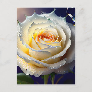 Carte Postale Eau éclatante sur une rose blanche