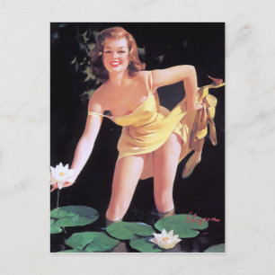 Carte Postale Eau Lillies Pin Up