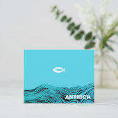 Carte Postale Eau Ondulée Poisson Jésus (Debout devant)