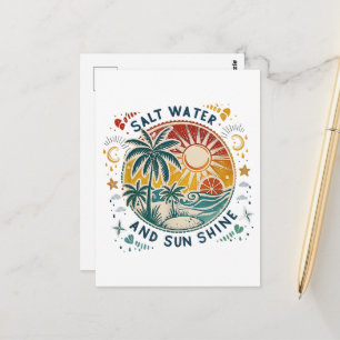 Carte Postale Eau salée et soleil brillant plage tropicale vinta